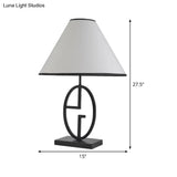 Modern White Fabric Table Light With Flare Design & Metal Base - Small Desk Lamp
