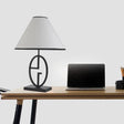 Modern White Fabric Table Light With Flare Design & Metal Base - Small Desk Lamp