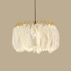 Modern White Feather Hanging Chandelier For Living Room / 19.5’ Without Crystal