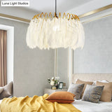 Modern White Feather Hanging Chandelier For Living Room