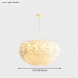 Modern White Feather Hanging Pendant Light For Bedroom