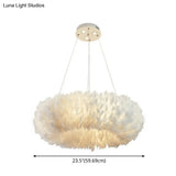 Modern White Feather Hanging Pendant Light For Bedroom