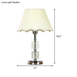 Modern White Flared Study Lamp: Single Head Fabric Table Light With Faux-Braided Detailing