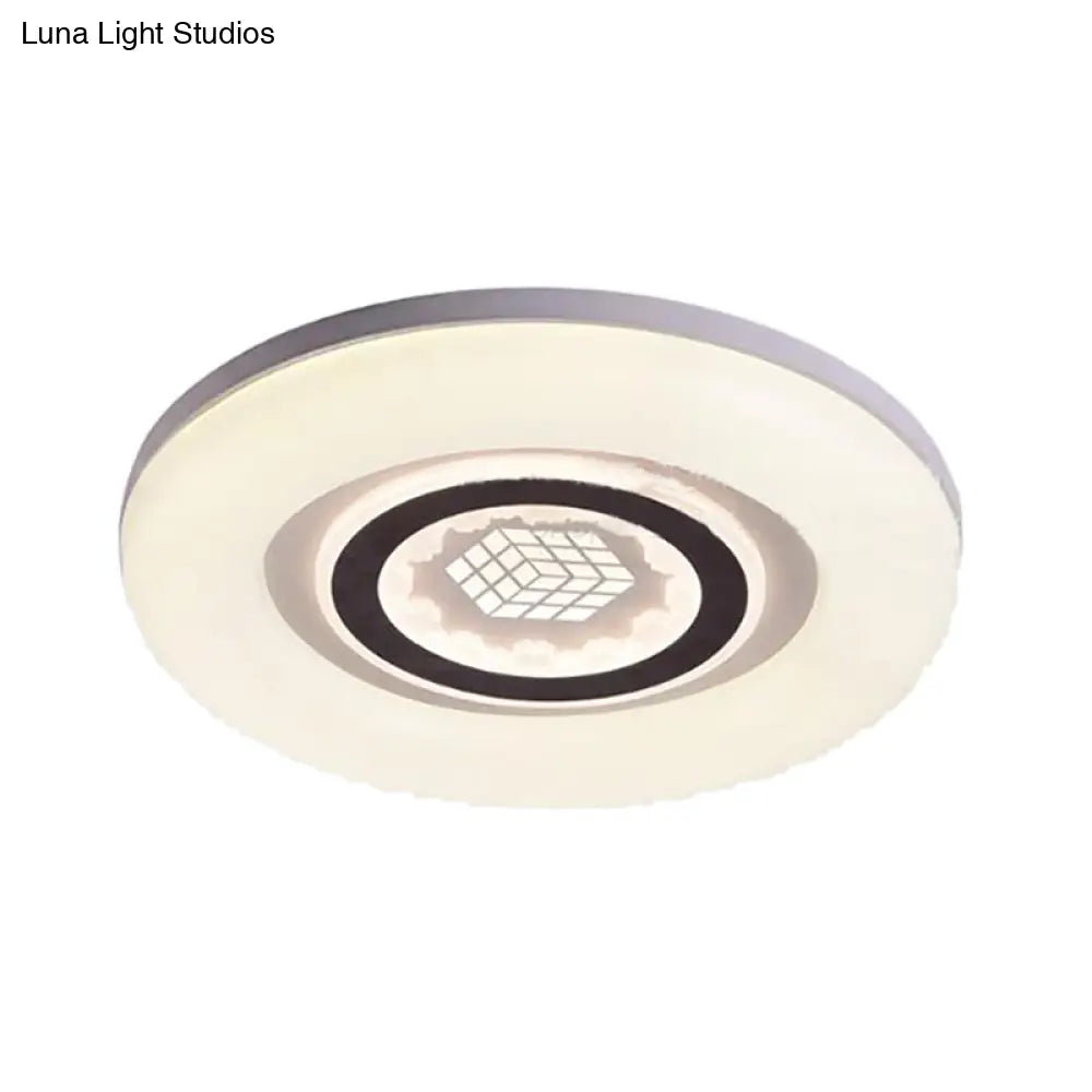 Modern White Flush Ceiling Light With Led And Acrylic For Corridor Bedroom