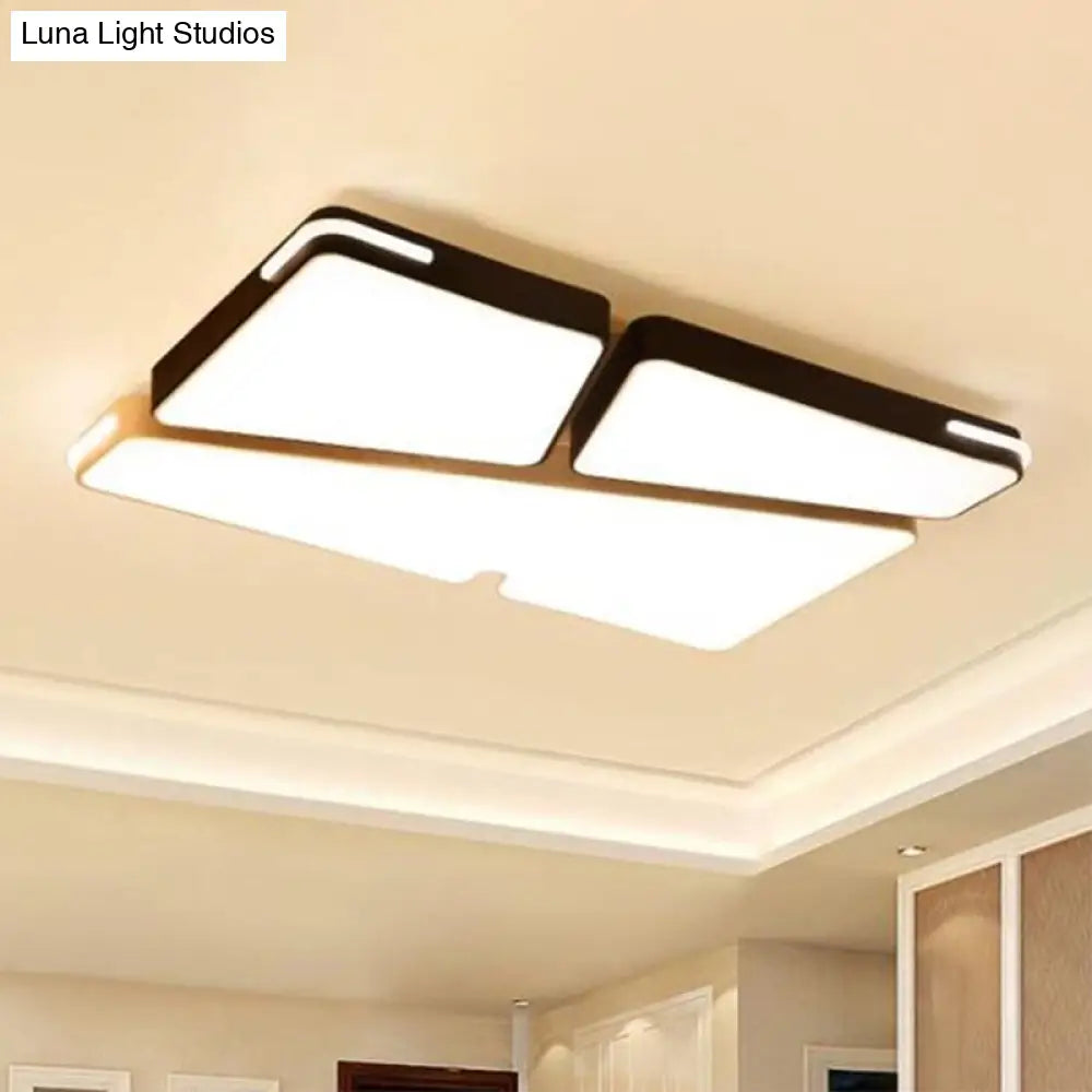 Modern White Flush Mounted Led Ceiling Light - Minimalistic Design 19.5’/23.5’ Width White/Warm