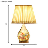 Modern White Foldable Desk Lamp With Cone Base And Inner Paper Crane Design - 1-Bulb Fabric Table