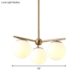 Modern White Frosted Glass Globe Chandelier - 3-Light Gold Ceiling Pendant Lamp For Bedrooms