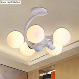 Modern White Glass Ball Sputnik Semi Flush Mount Ceiling Light For Bedroom