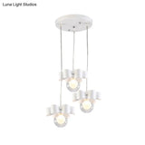Modern White Glass Bubble Pendant Light With Bow 3 Heads For Dining Table