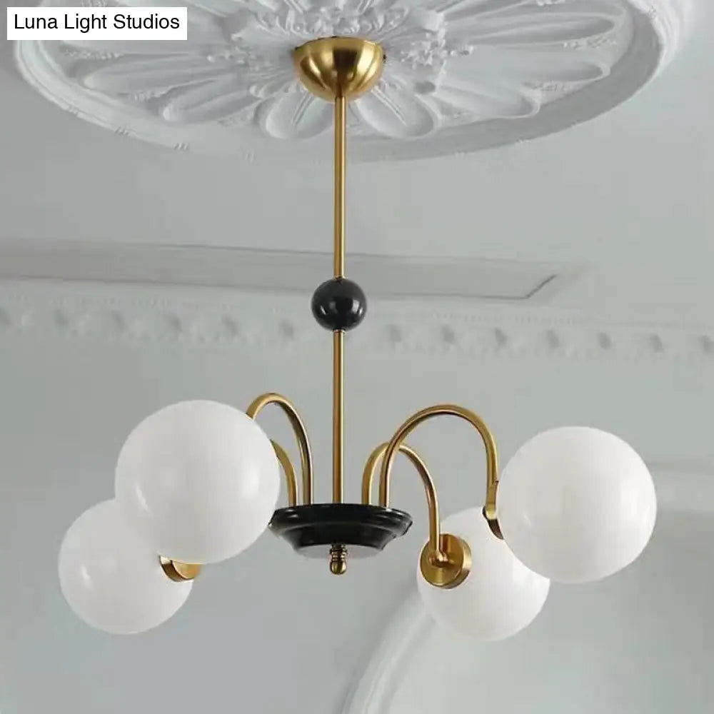 Modern White Glass Chandelier For Bedroom Lighting
