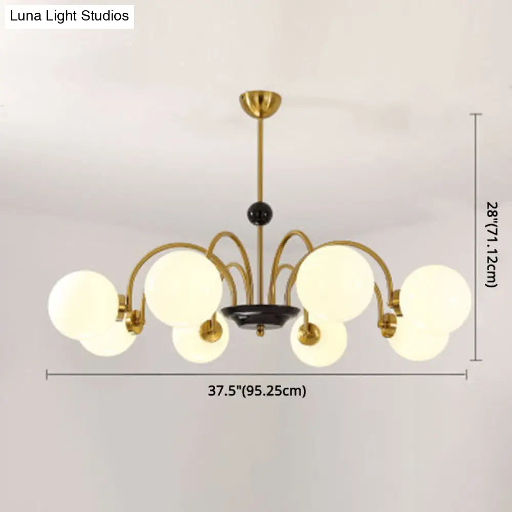 Modern White Glass Chandelier For Bedroom Lighting