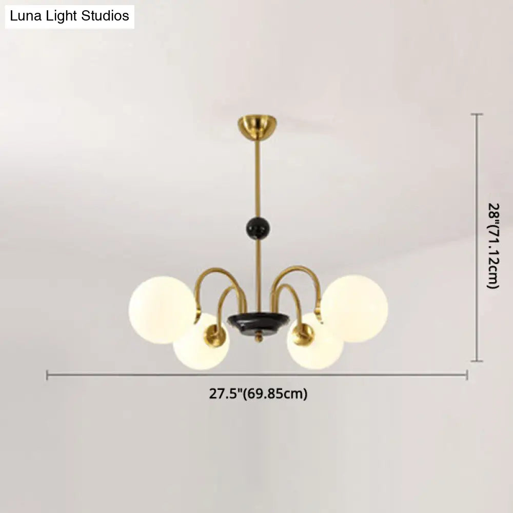 Modern White Glass Chandelier For Bedroom Lighting