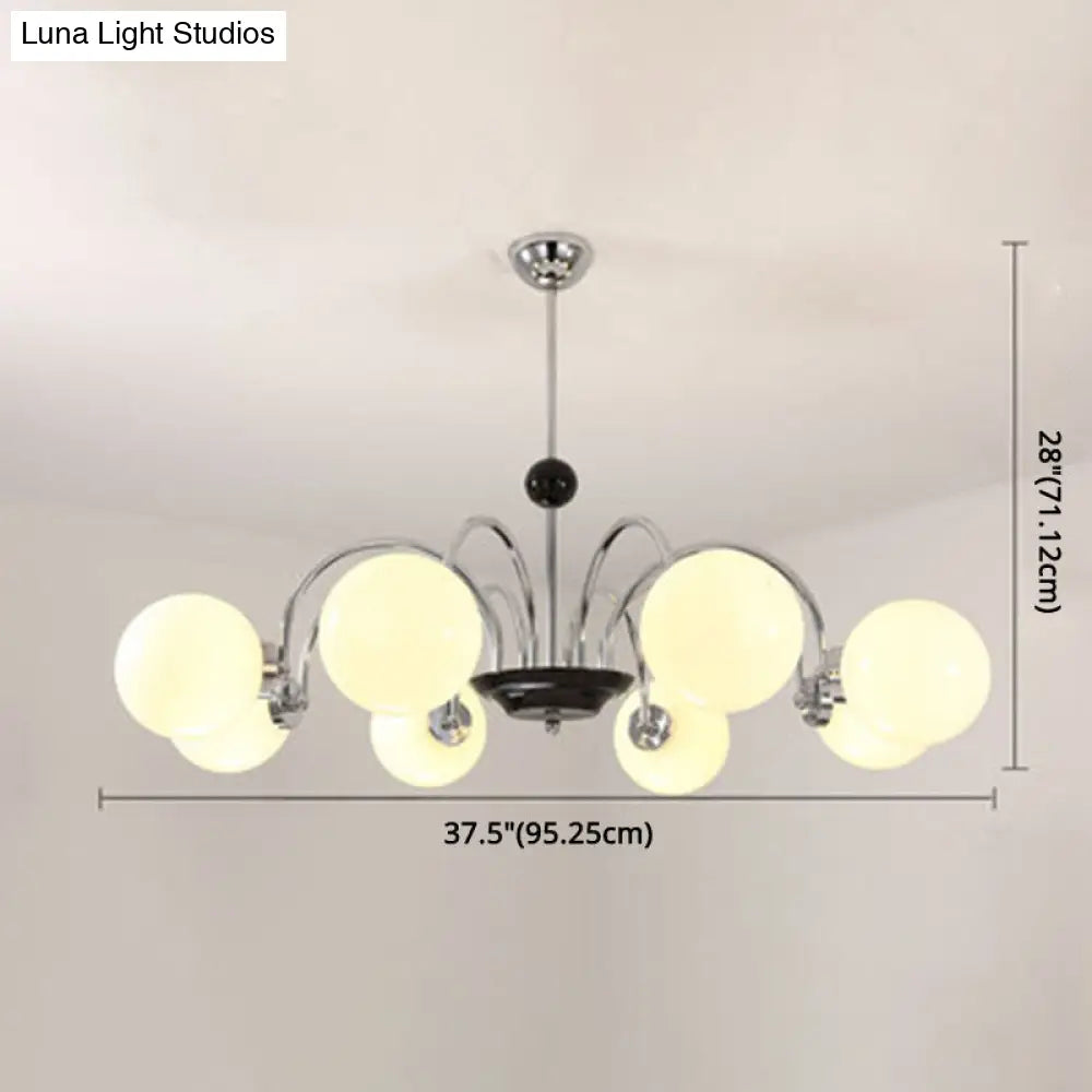 Modern White Glass Chandelier For Bedroom Lighting
