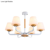 Modern White Glass Cone Chandelier Light Fixture With Multiple Lights For Bedroom - Grey/White/Green
