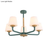 Modern White Glass Cone Chandelier Light Fixture With Multiple Lights For Bedroom - Grey/White/Green