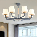Modern White Glass Cone Chandelier Light Fixture With Multiple Lights For Bedroom - Grey/White/Green