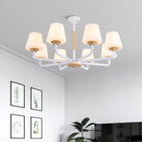 Modern White Glass Cone Chandelier Light Fixture With Multiple Lights For Bedroom - Grey/White/Green