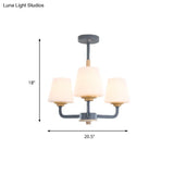 Modern White Glass Cone Chandelier Light Fixture With Multiple Lights For Bedroom - Grey/White/Green