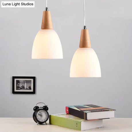 Modern White Glass Cone Pendant Ceiling Lights For Restaurants - Hanging Lighting