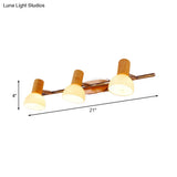 Modern White Glass Dome Vanity Wall Sconce Light With 3 Bulbs Chrome Finish And Wood Top