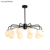 Modern White Glass Globe Chandelier with Radial Design - 6/8/10 Lights Hanging Ceiling Light Curved Arm
