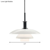 Modern White Glass Hanging Lamp Kit With 3-Tier Suspension For Living Room