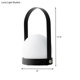 Modern White Glass Night Table Lamp With Metal Handle - Globe Task Light Design