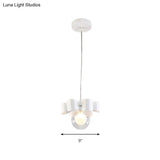 Modern White Glass Orb Pendant Light With Bow Deco - 1-Light Restaurant Hanging Fixture
