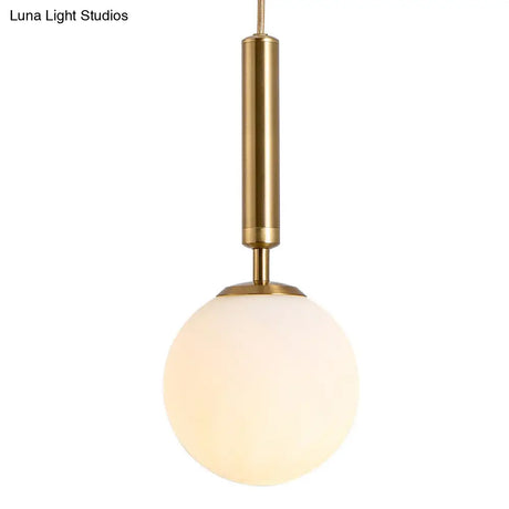 Modern White Glass Pendant Lamp For Bedroom - Globe Hanging Ceiling Light