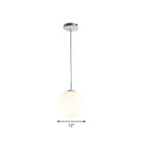 Modern White Glass Pendant Lamp - Opaque Spherical Design For Dining Room Lighting / 12’