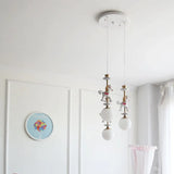 Modern White Glass Pendant Light With Adjustable Cord - Ceiling Fixture 3 / Horse