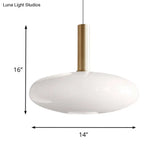 Modern White Glass Pendant Lighting – 1 Light Brass Led Ceiling Lamp Fixture