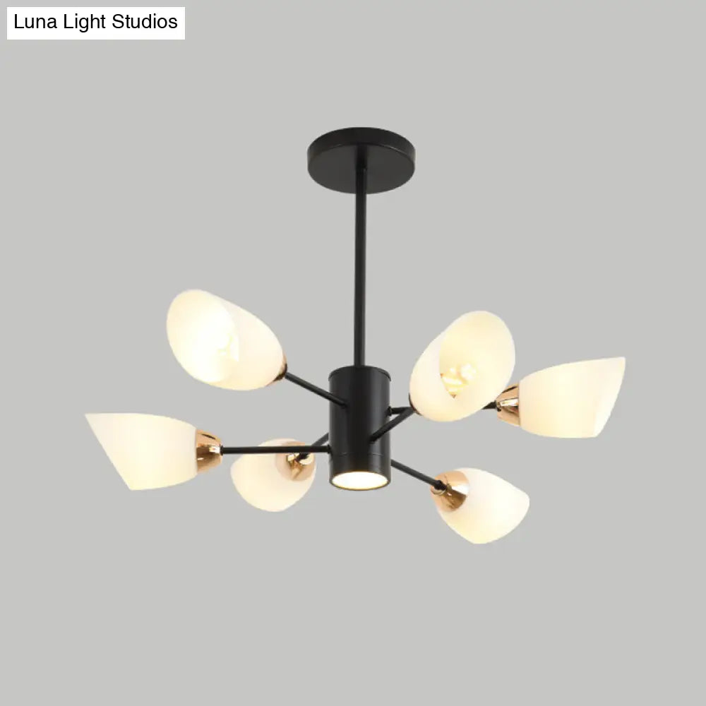 Modern White Glass Starburst Hanging Chandelier For Living Room Ceiling