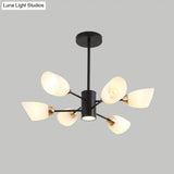 Modern White Glass Starburst Hanging Chandelier For Living Room Ceiling