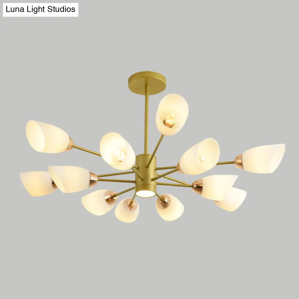 Modern White Glass Starburst Hanging Chandelier For Living Room Ceiling
