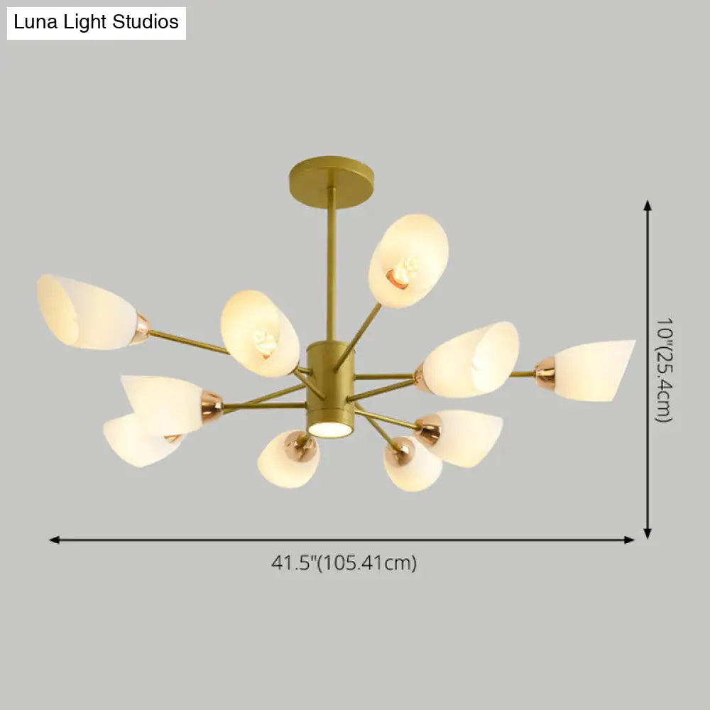 Modern White Glass Starburst Hanging Chandelier For Living Room Ceiling