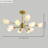Modern White Glass Starburst Hanging Chandelier For Living Room Ceiling