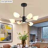 Modern White Glass Starburst Hanging Chandelier For Living Room Ceiling
