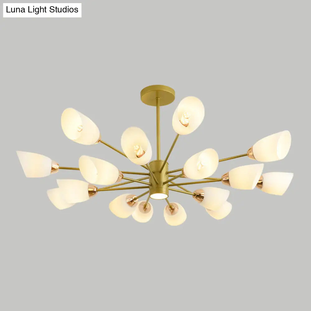 Modern White Glass Starburst Hanging Chandelier For Living Room Ceiling
