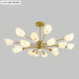 Modern White Glass Starburst Hanging Chandelier For Living Room Ceiling