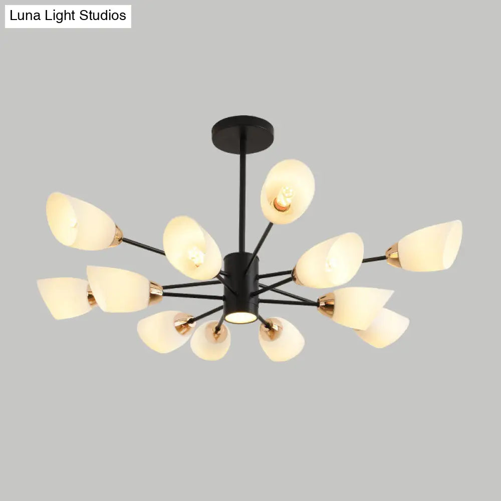 Modern White Glass Starburst Hanging Chandelier For Living Room Ceiling