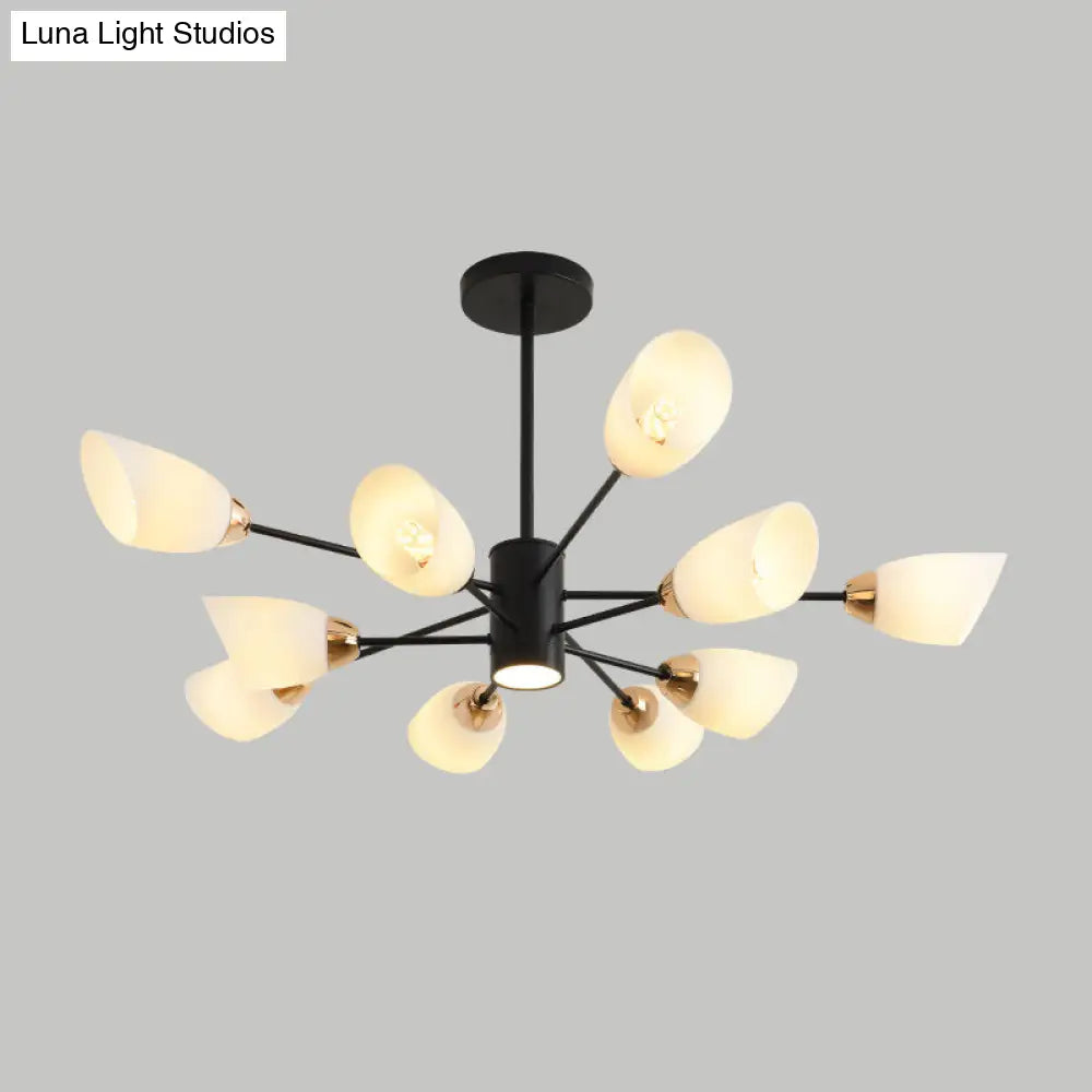 Modern White Glass Starburst Hanging Chandelier For Living Room Ceiling
