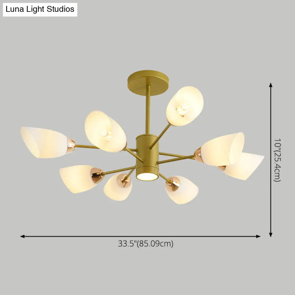 Modern White Glass Starburst Hanging Chandelier For Living Room Ceiling