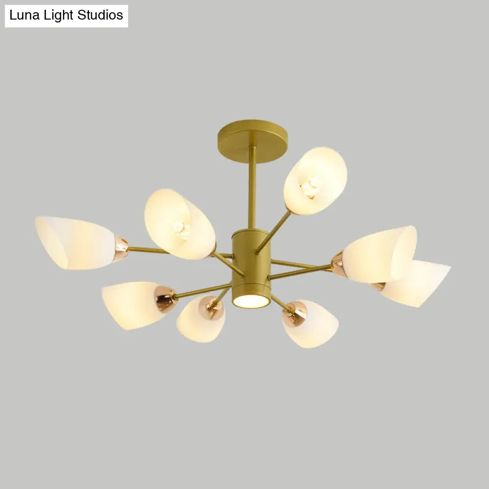 Modern White Glass Starburst Hanging Chandelier For Living Room Ceiling