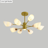 Modern White Glass Starburst Hanging Chandelier For Living Room Ceiling