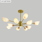 Modern White Glass Starburst Hanging Chandelier For Living Room Ceiling