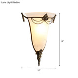 Modern White Glass Trumpet Sconce Light Wall Lamp For Living Room