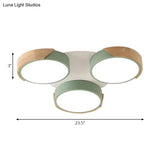 Modern White/Green Round Flush Ceiling Light With Stylish Metal Finish - 3/7 Heads Lamp For Living