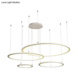 Modern White/Grey Circular Chandelier - 3/4 Lights Acrylic Led Pendant Lamp In White/Warm Light