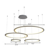 Modern White/Grey Circular Chandelier Lighting With Acrylic Led - 3/4 Lights Ceiling Pendant Lamp In
